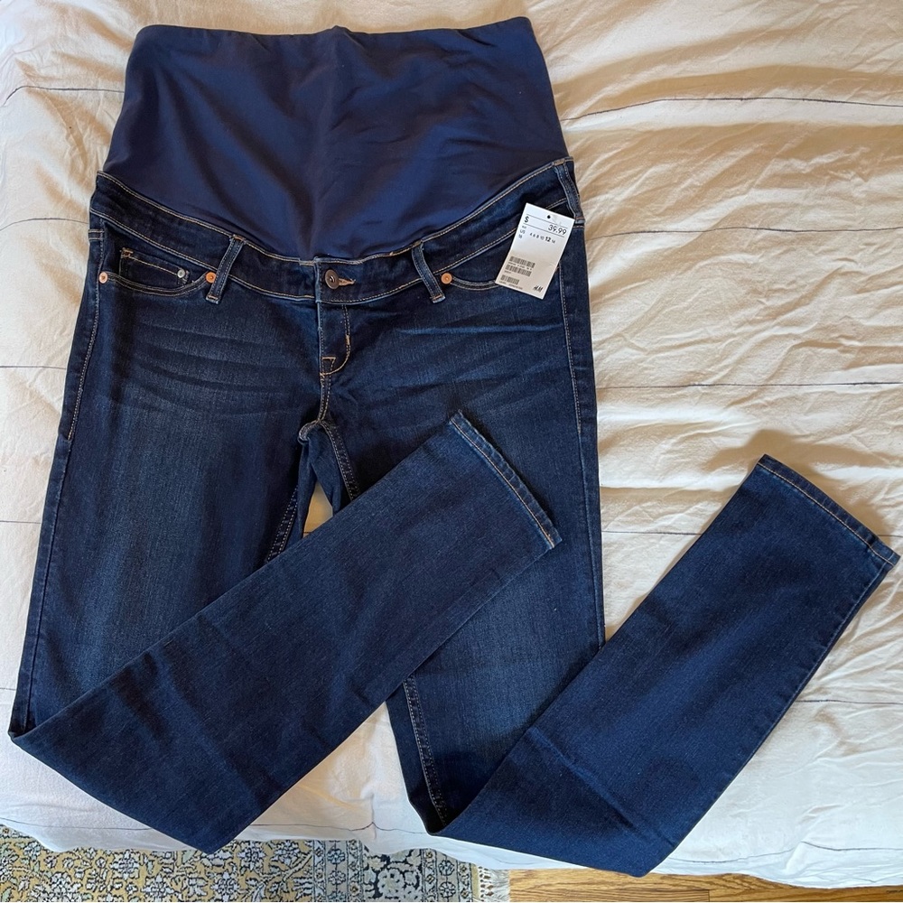 H&M Mama Skinny High Rib Dark Wash Jeans - NWT - 12
